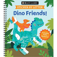 Brain Games - Sticker by Letter: Dino Friends!: Includes 1 Foil Sticker Sheet to Complete Each Image! - Spiral